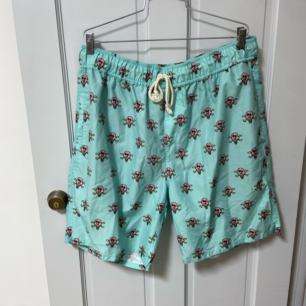 Two Ice Cream Swim Trunks - teal and pink